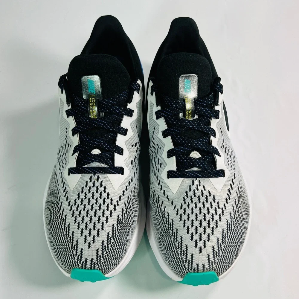 Nike Air Zoom Winflo 6 Black White Oracle Aqua‎ Women 8.5 Running Shoes AQ8228